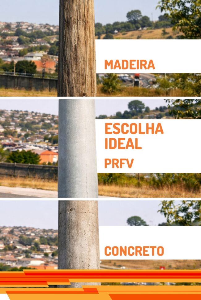 Postes PRFV Ritz Concreto Madeira Ritz Construções - Comparativo postes PRFV concreto madeira